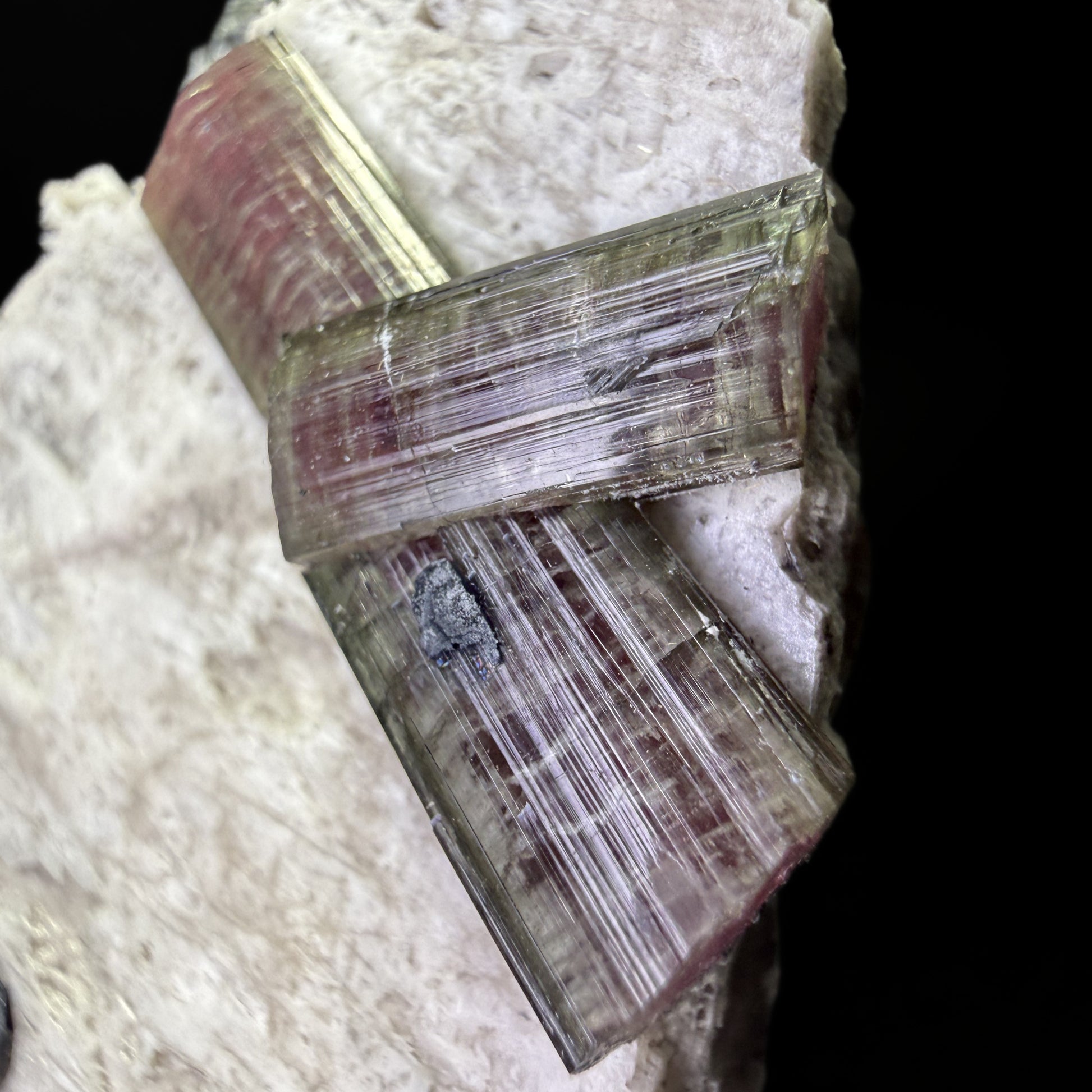 Tourmaline on Feldspar