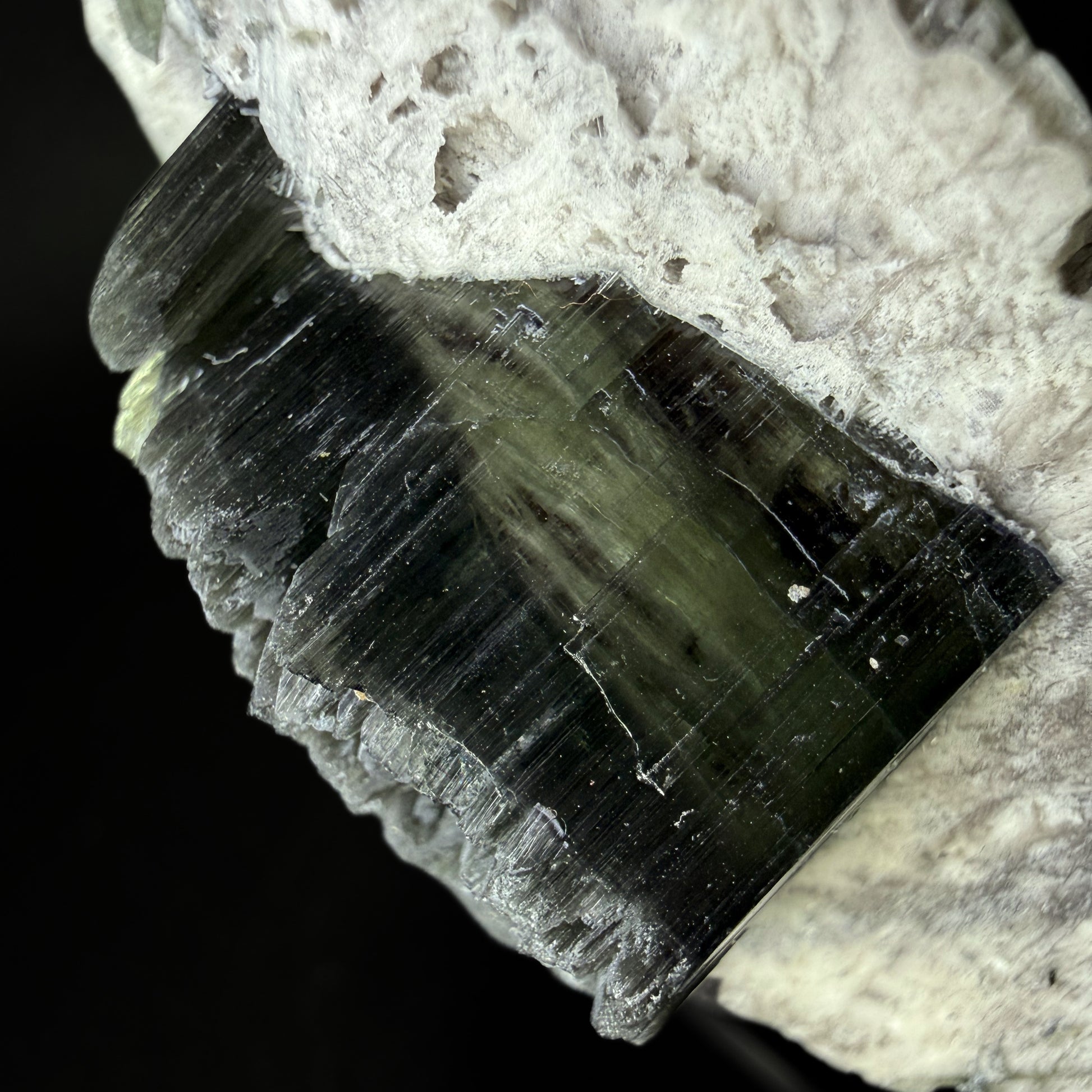 Tourmaline on Feldspar