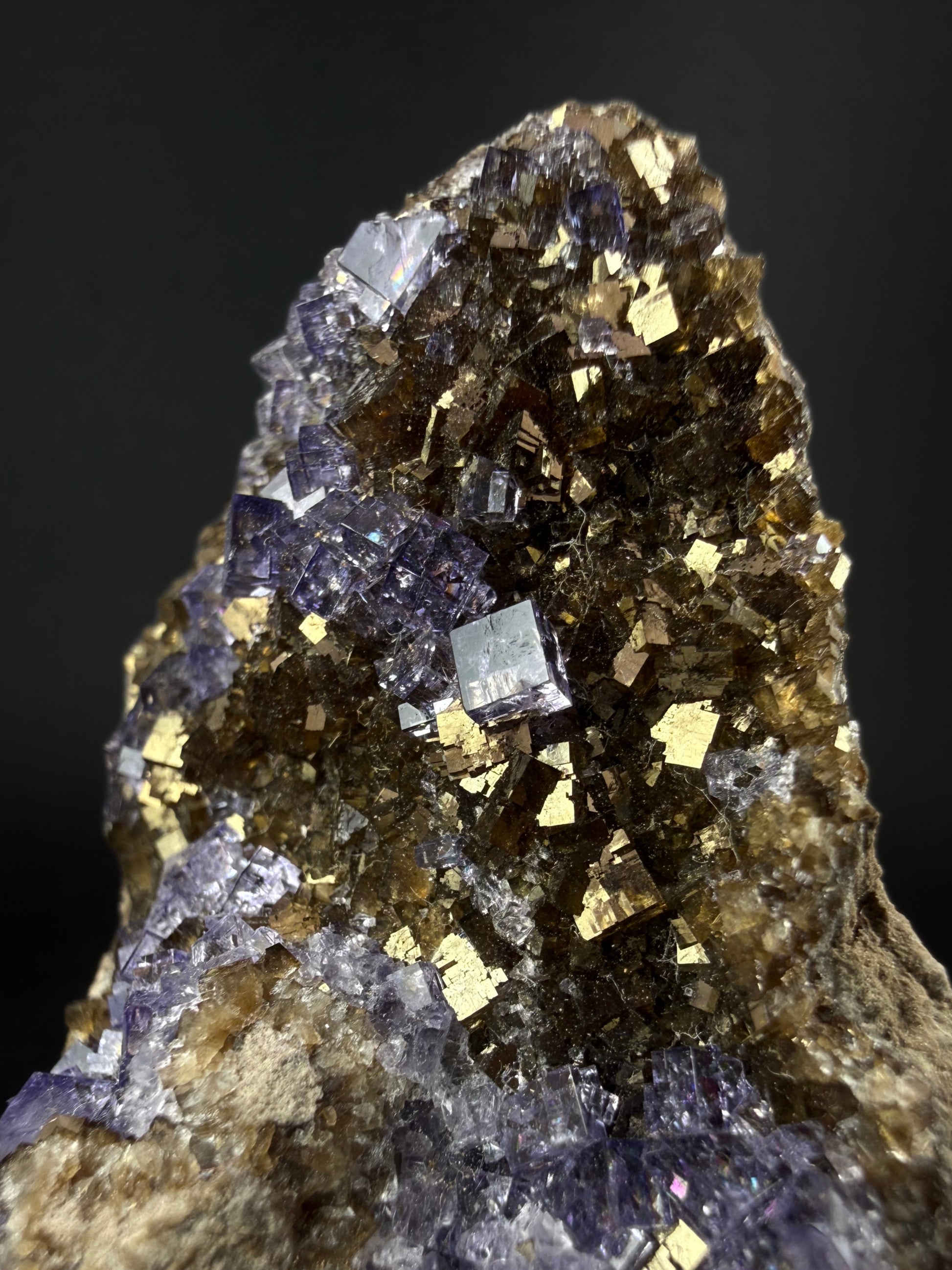 Pyrite with Fluorite