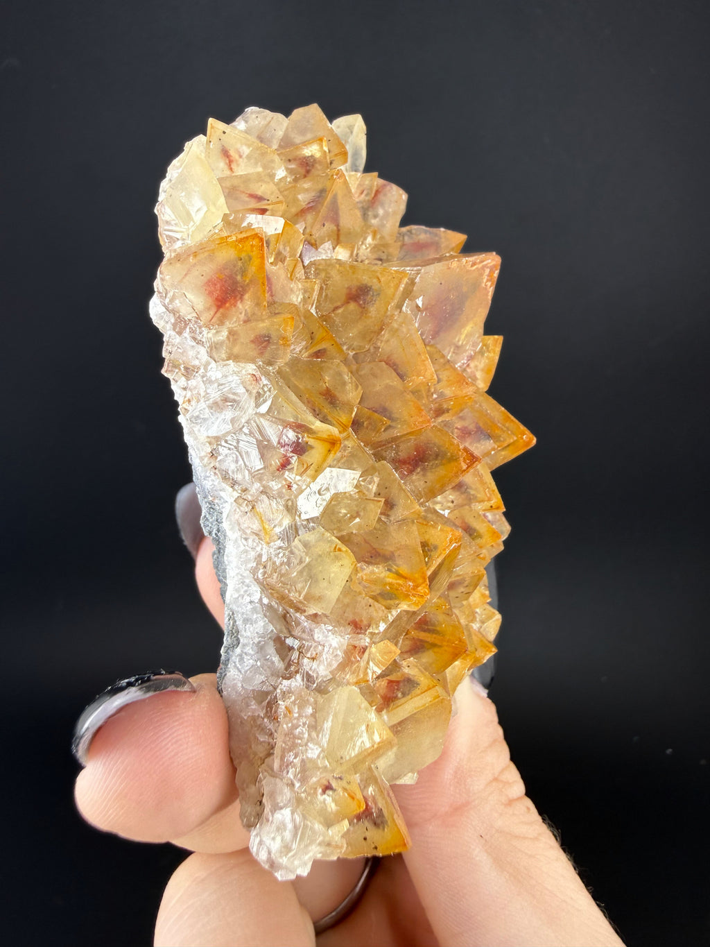 Calcite with Hematite Phantoms