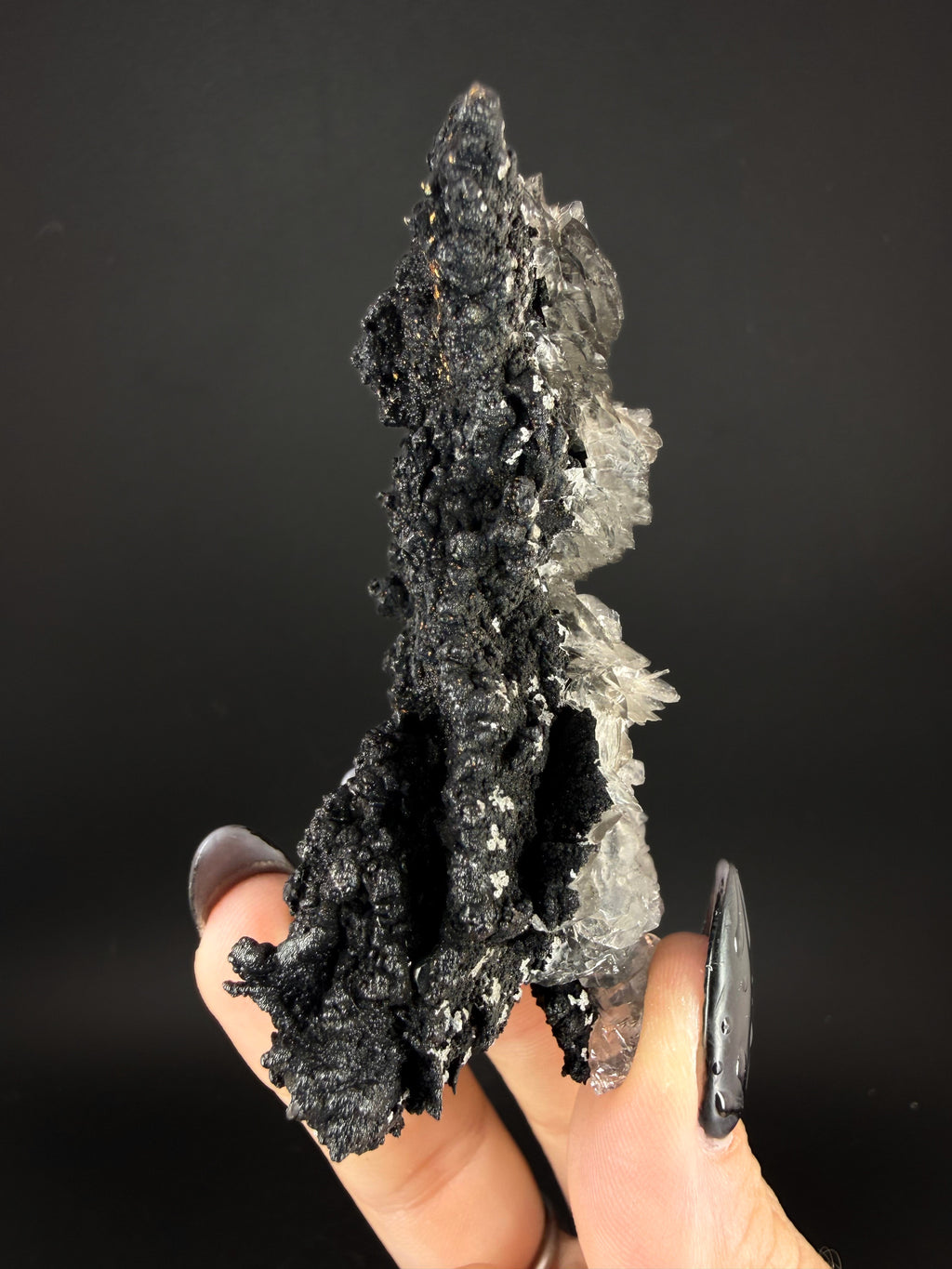 Selenite on Pyrolusite