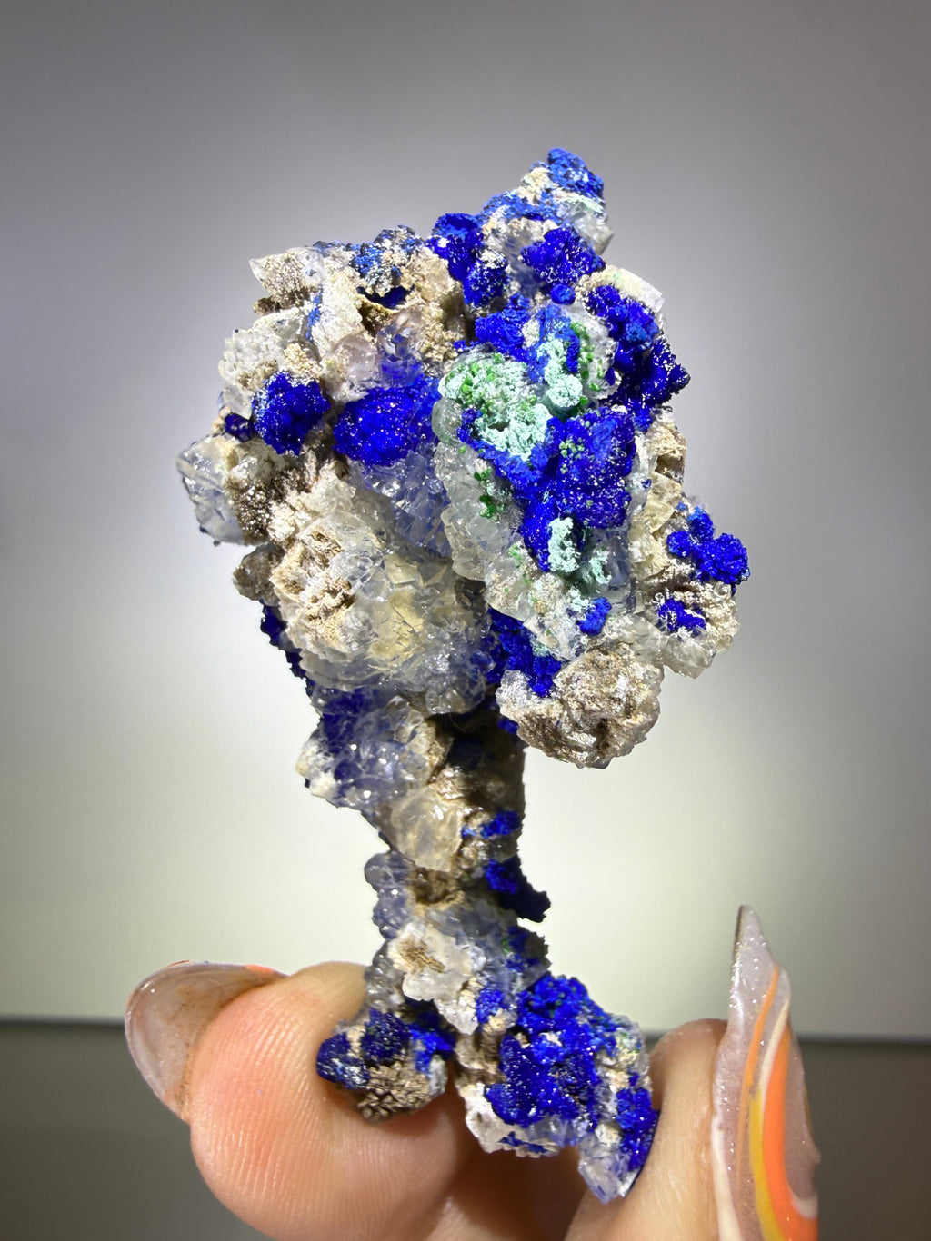 Azurite on Calcite