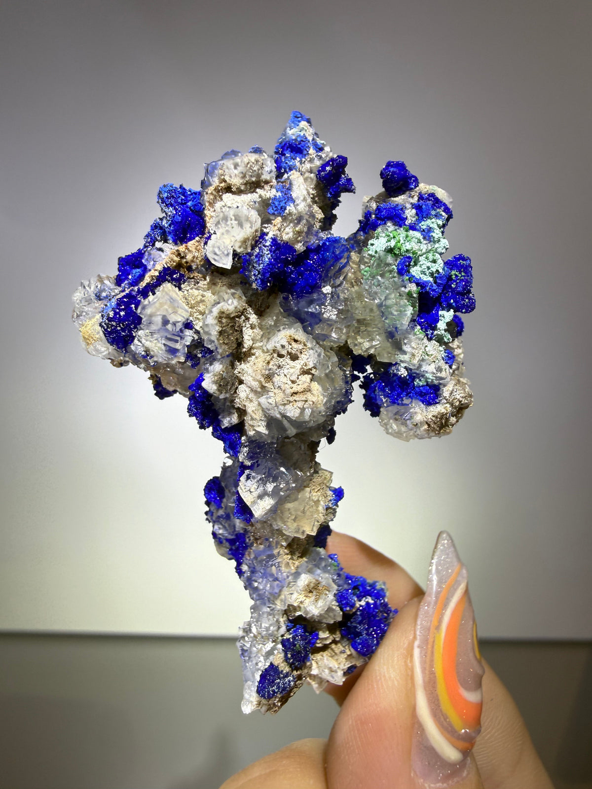 Azurite on Calcite