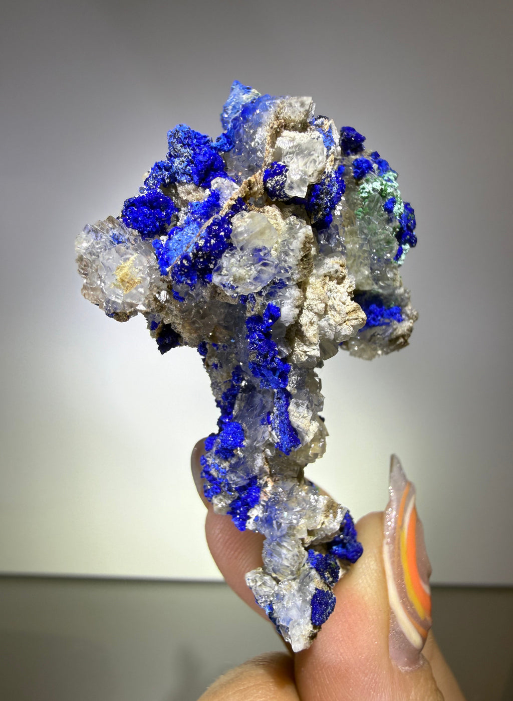 Azurite on Calcite