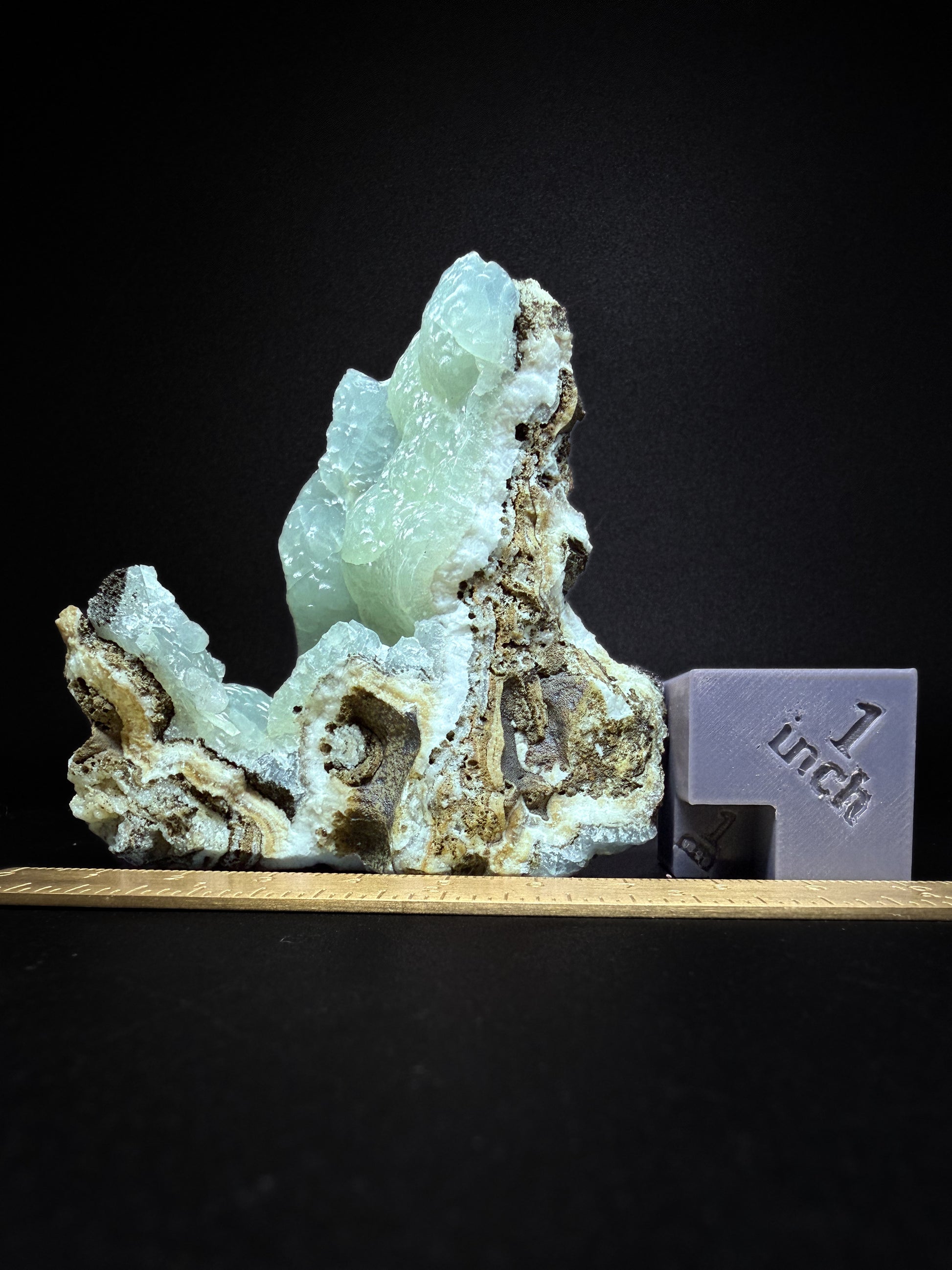 Smithsonite on Banded Sphalerite & Calcite