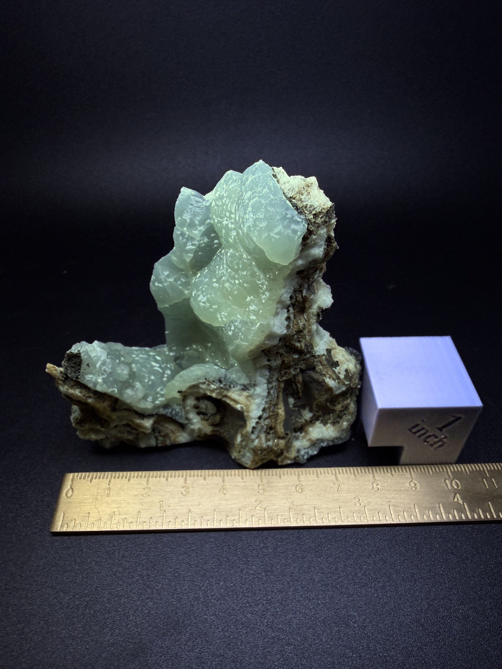 Smithsonite on Banded Sphalerite & Calcite