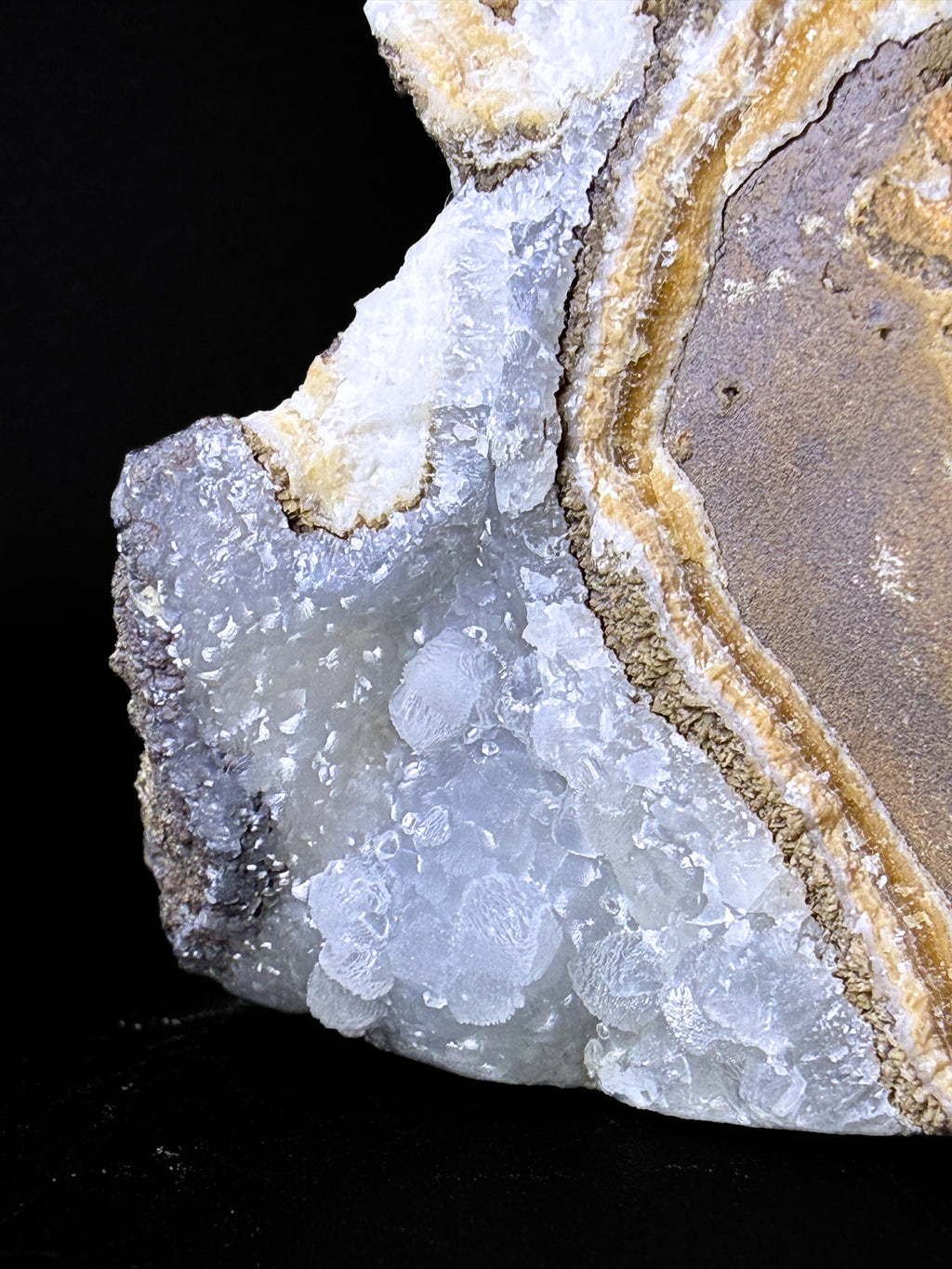 Smithsonite on Banded Sphalerite & Calcite