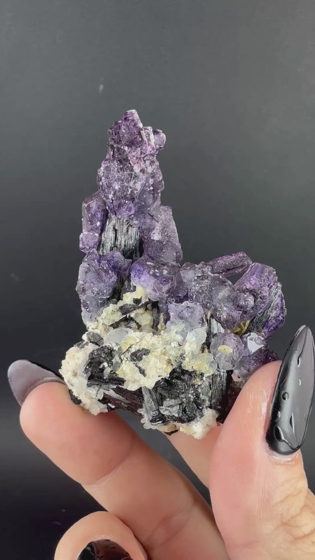 Fluorite, Spinel Law Twin, Quartz and Schorl